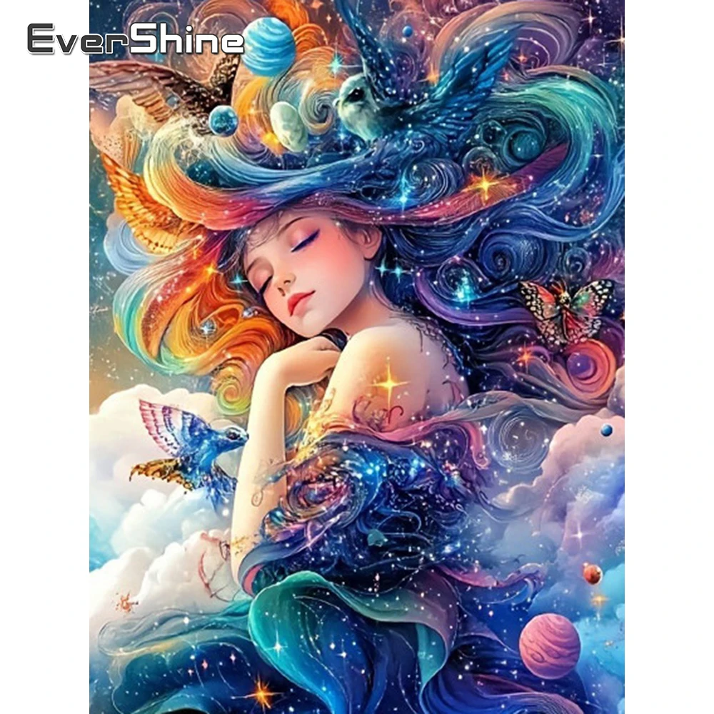 EverShine Diamant-Mosaik-Porträt, voll quadratisch, Stickerei, Frau, Strasssteine, Bild, Malerei, Elf, handgefertigtes Geschenk