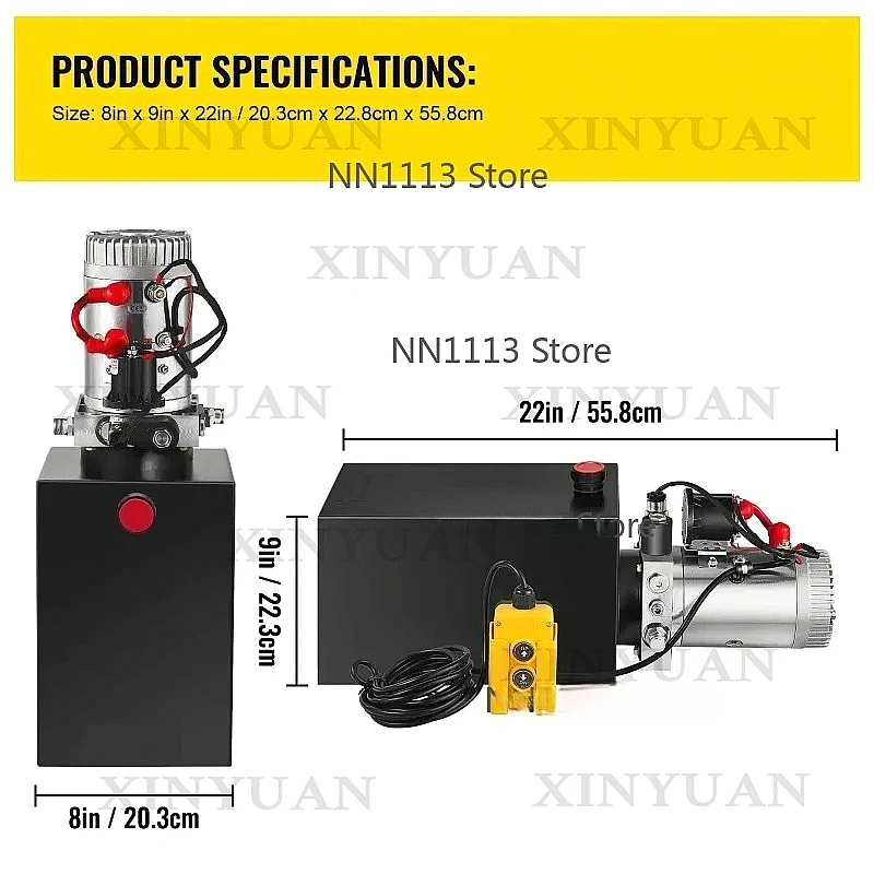 12V DC 3KW Double Acting Hydraulic Power Unit 3200PSI Hydraulic Pump for Dump Trailer