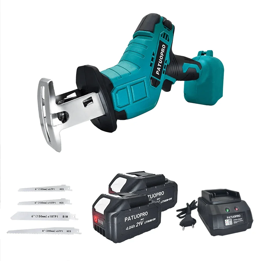 PATUOPRO Electric Cordless Reciprocating Saw Adjustable Speed  Wood Metal PVC Portable Cutting Tool For Makita 18V Battery