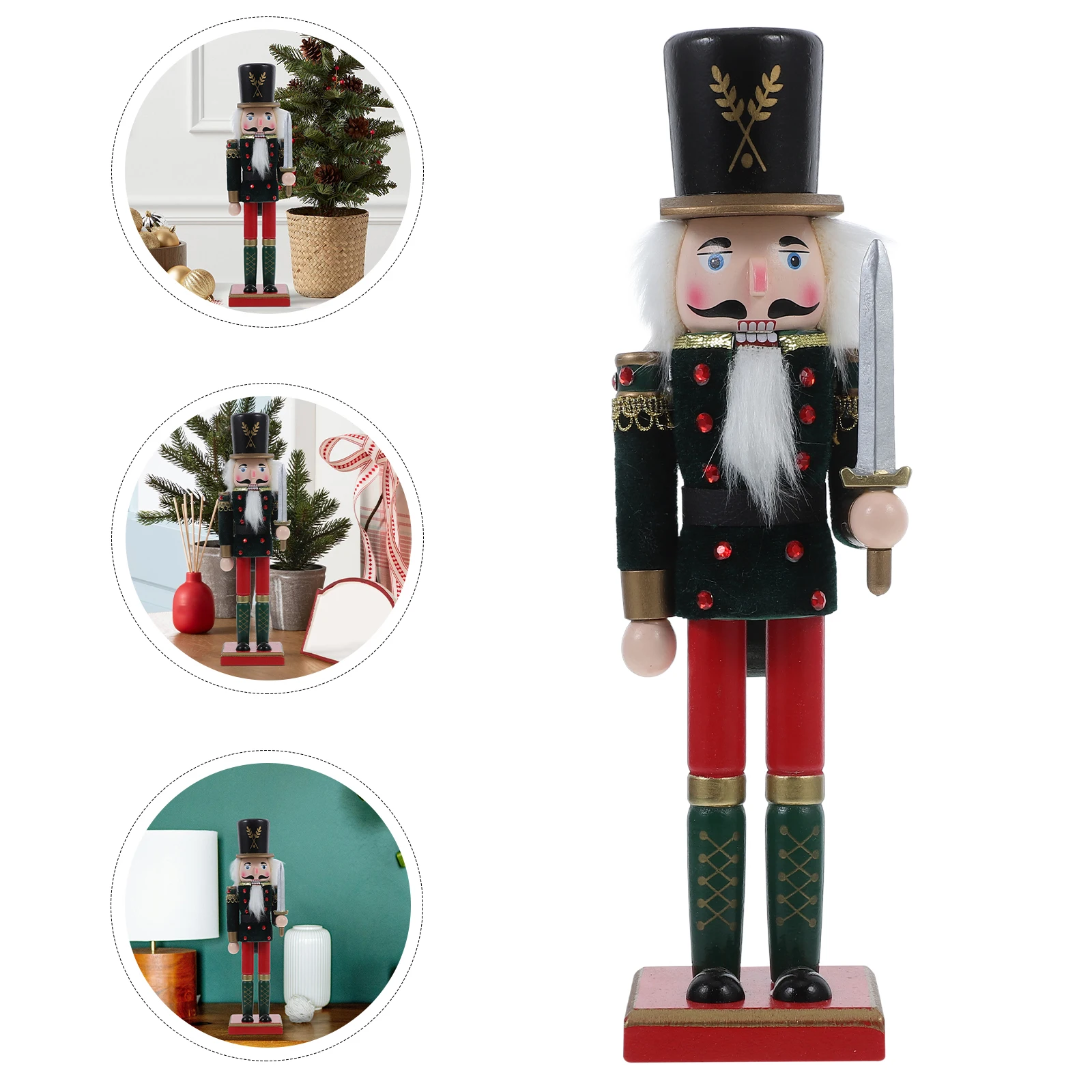 

Vintage Style Nutcracker Soldier Puppet Xmas Decor Wooden Holiday Centerpiece for Mantel Tabletop Festive Party Display