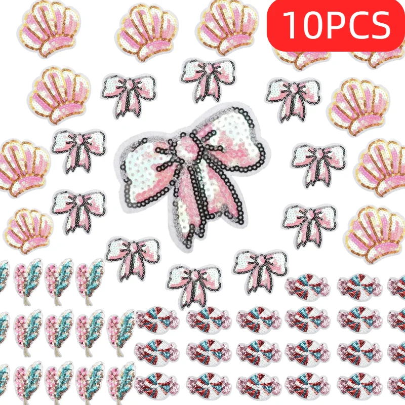 

10/100 шт., оптовая продажа, значок с блестками и мороженым, вышитые утюгом нашивки для одежды, сделай сам, много новых вишни, набор нашивок