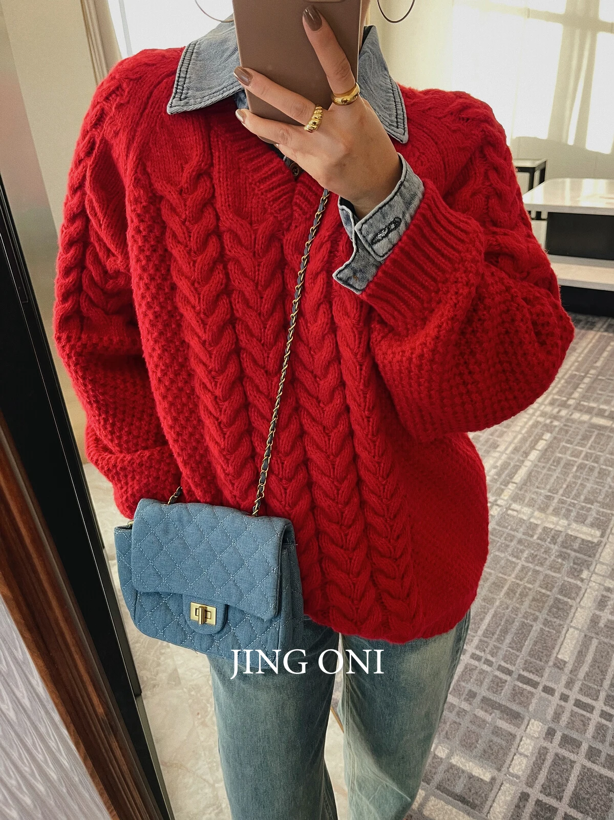 Pullover V-neck Sweater Knitwear Blouse Woman Clothing 2023 Y2k Korean Fashion Style Vintage Winter Top Oversized Elegant Chic