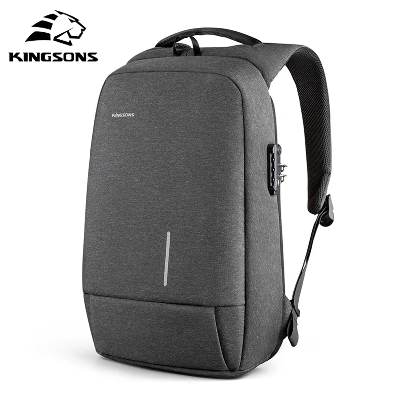 New Laptop Backpack USB Reflective Fully Open Zipper Computer Backpack Lightweight Business Men\'s Backpack with Combination Lock