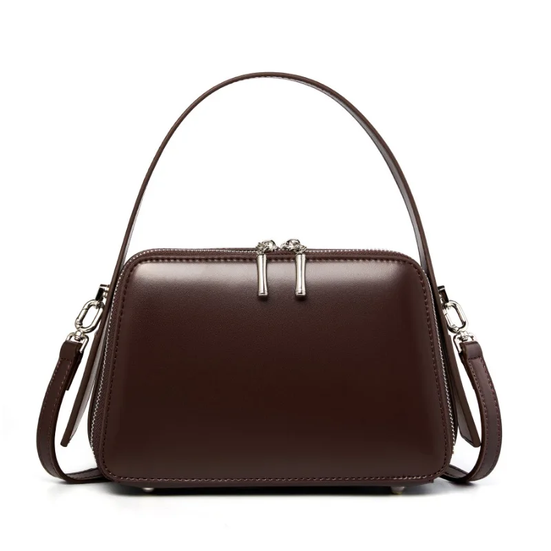 Alta qualidade 2025 nova primavera nicho design couro genuíno segunda camada de couro das mulheres commuter crossbody saco portátil 2950