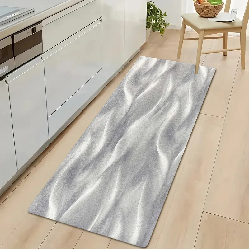JIT1pcs thick  kitchen floor mat, high-grade Silvery pattern printed floor mat, thick, non-slip, wear-resistant and, suitable