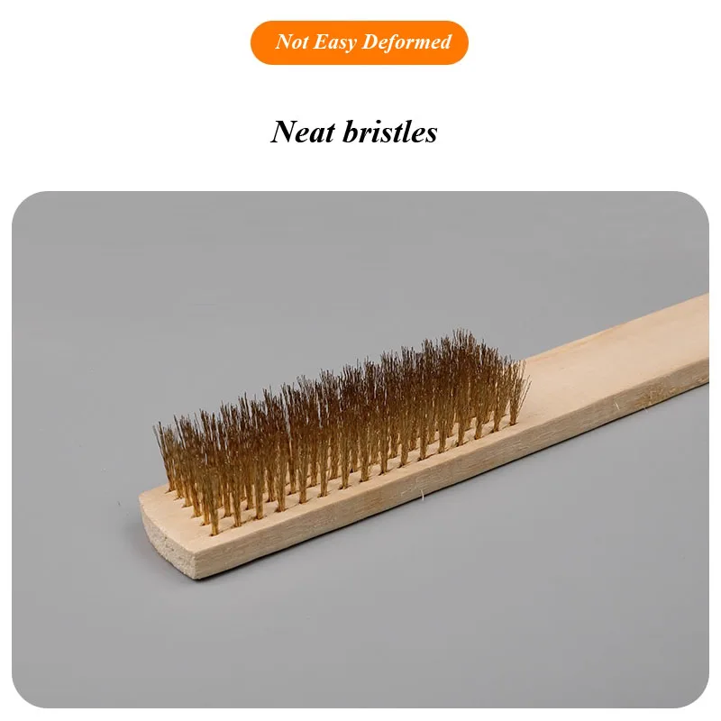 5PCS Wooden handle steel wire copper wire brush Bodhi Play Cleaning Copper Brush Cleaning stainless steel rust removal brush