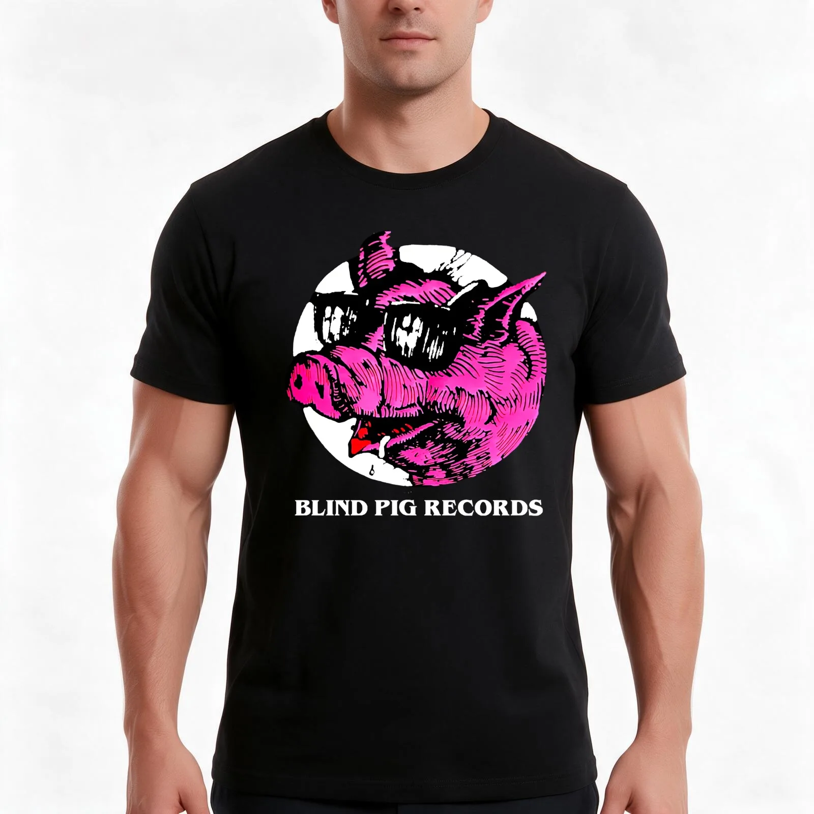 Vintage 90s Blind Pig Records 90s blind pig records T-Shirt, Summer Casual Cotton Tee, Oversized Streetwear Tops, 100% Cotton