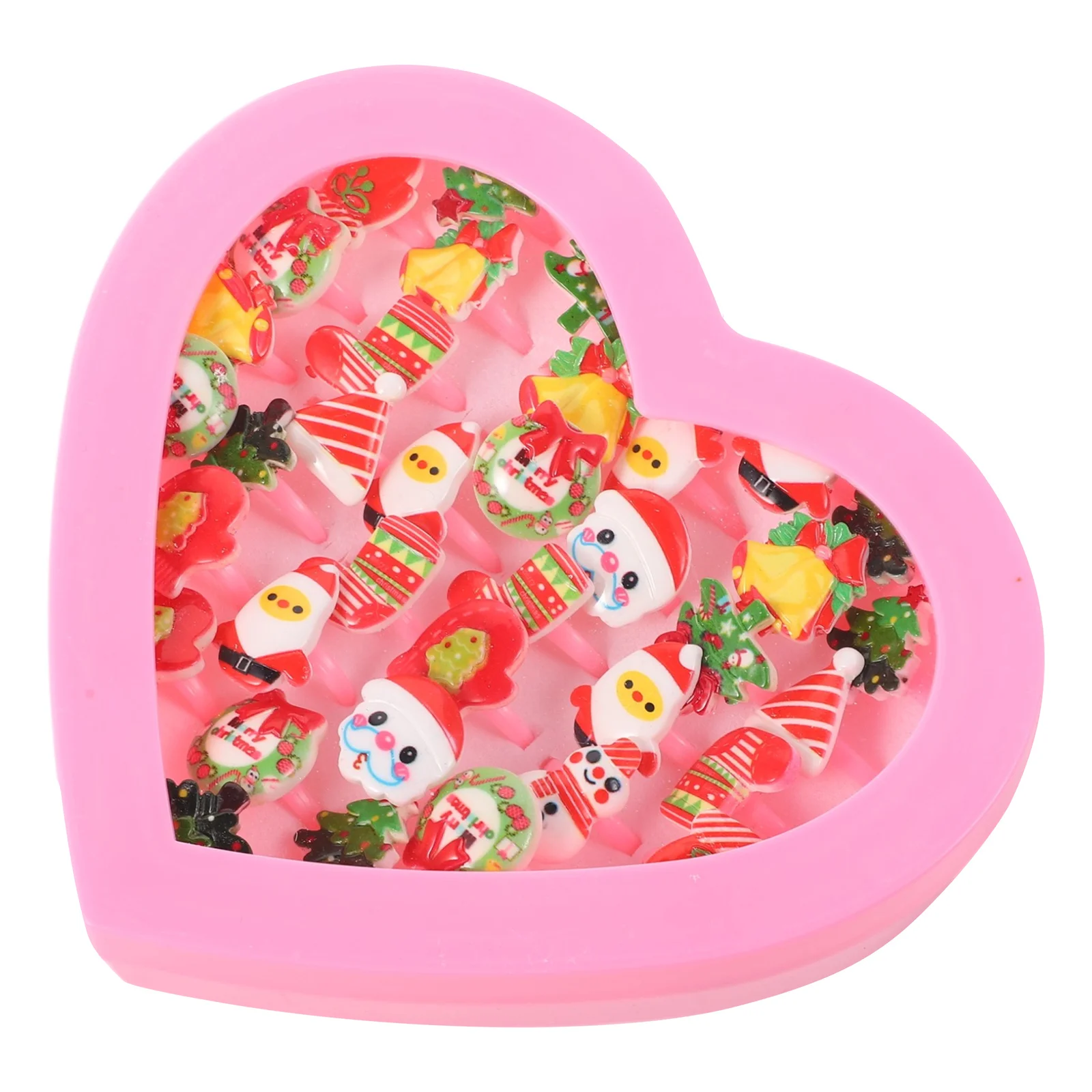 36Pcs Xmas Kids Rings Plastic Christmas Gift Set Fashion Design Durable Comfortable Easy Carry Multiple Styles 12345