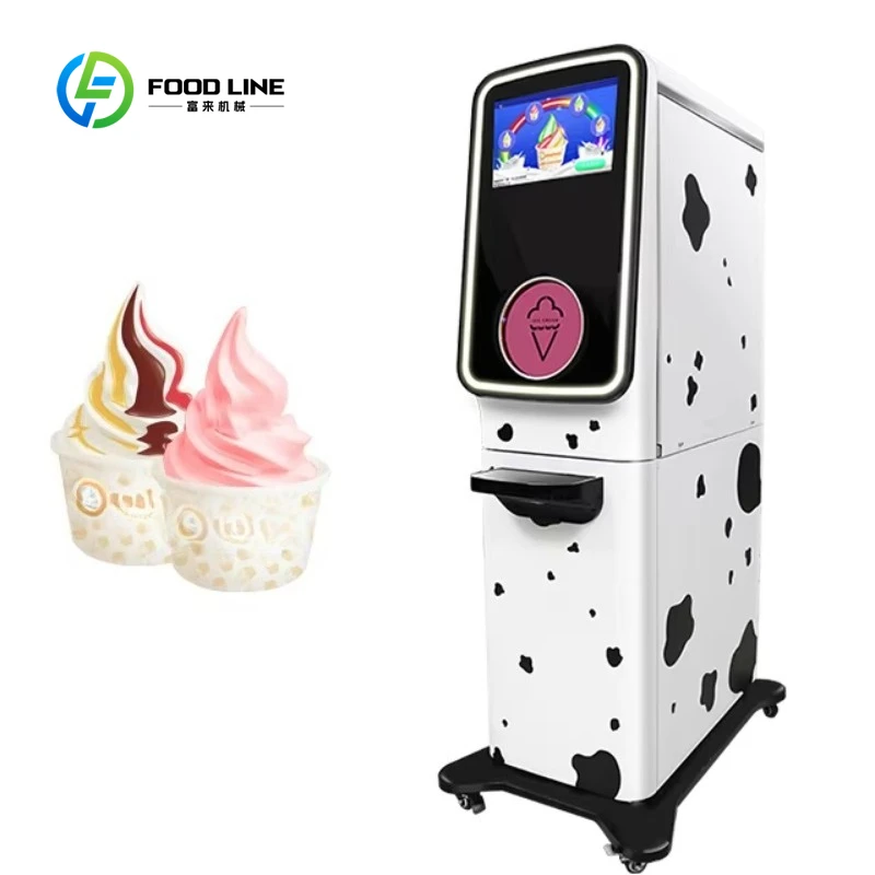 Automatic Coin Operated Remote Controlled Frozen Yogurt Ice Cream Vending Machine Customized Commercial