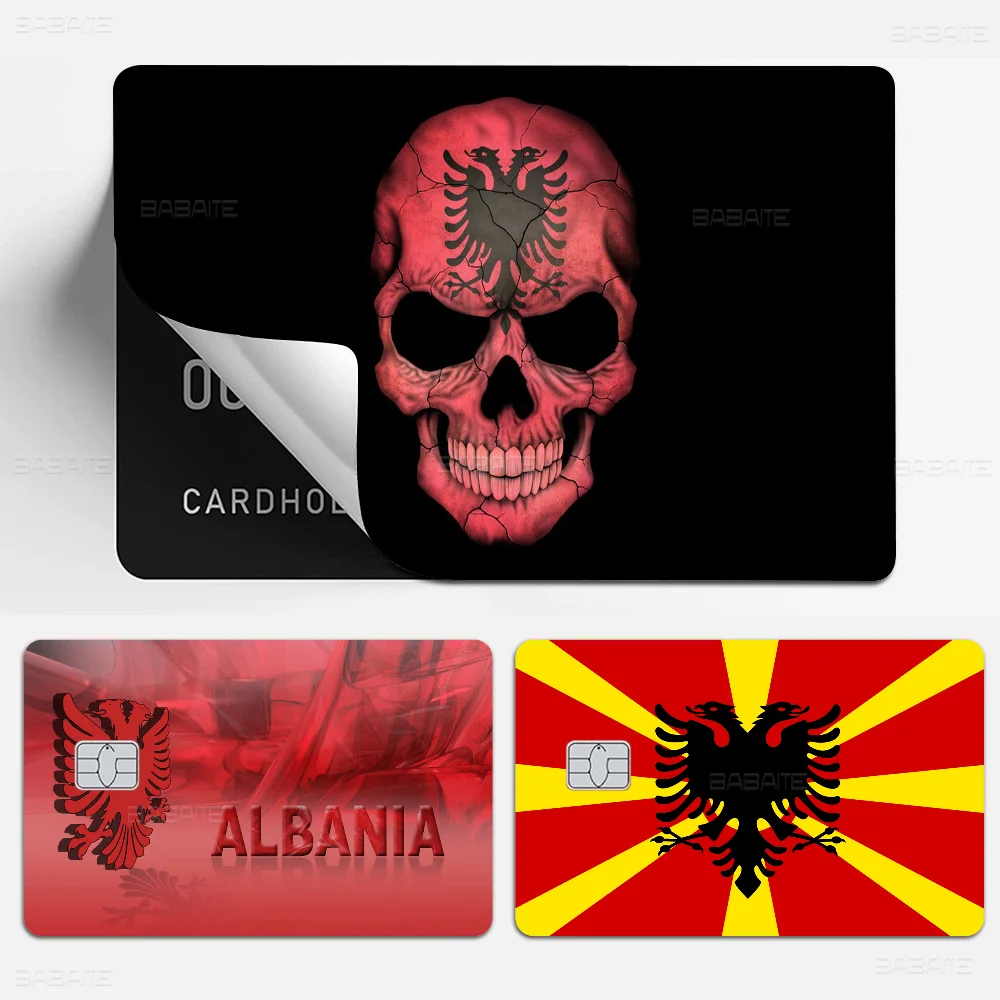 Albania Flag 2024 Anime Cartoon Skin Stickers Film Tape Case For Big Credit Debit Card Front Side