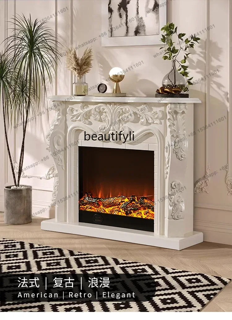 Mantel simulation fire electronic fireplace cabinet carved European fireplace decorative cabinet household B06