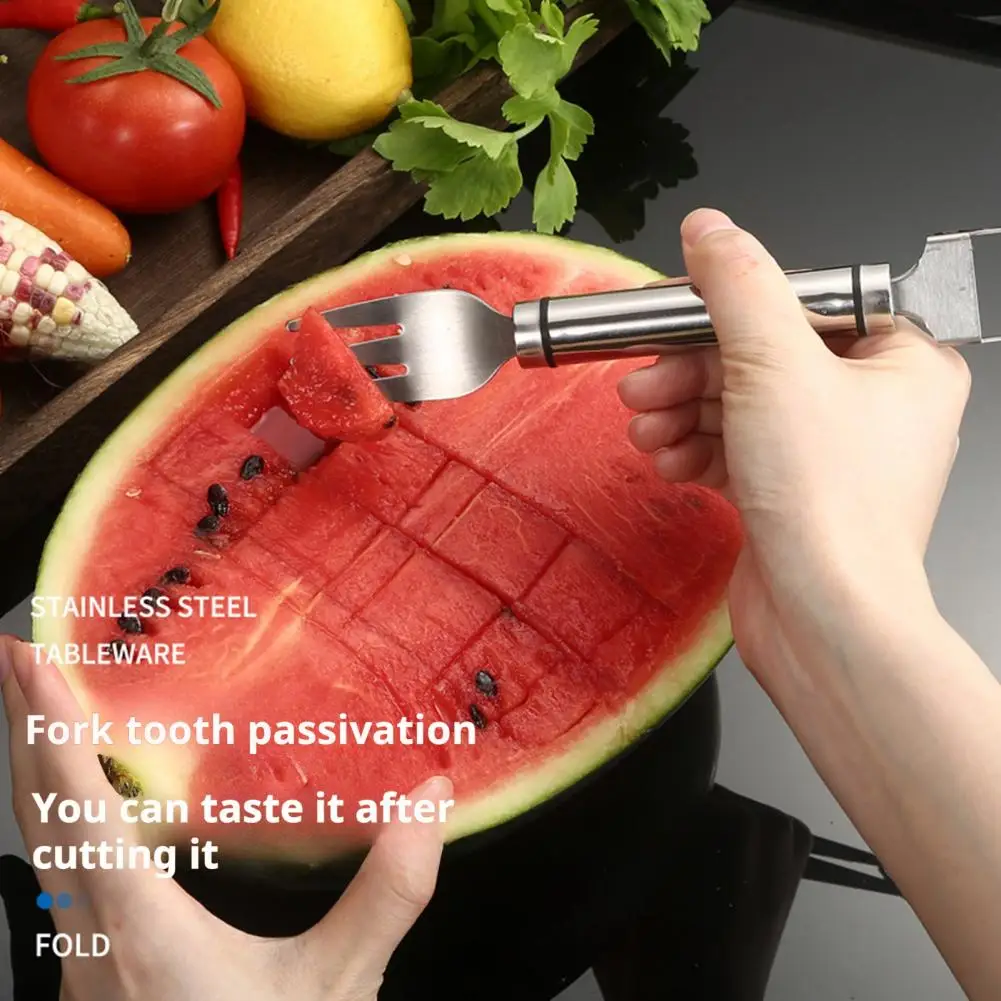 2-in-1 Stainless Steel Fork Slicer Stainless Steel Watermelon Cutter 2-in-1 Fork Slicer for Mango Dragon Fruit Lightweight