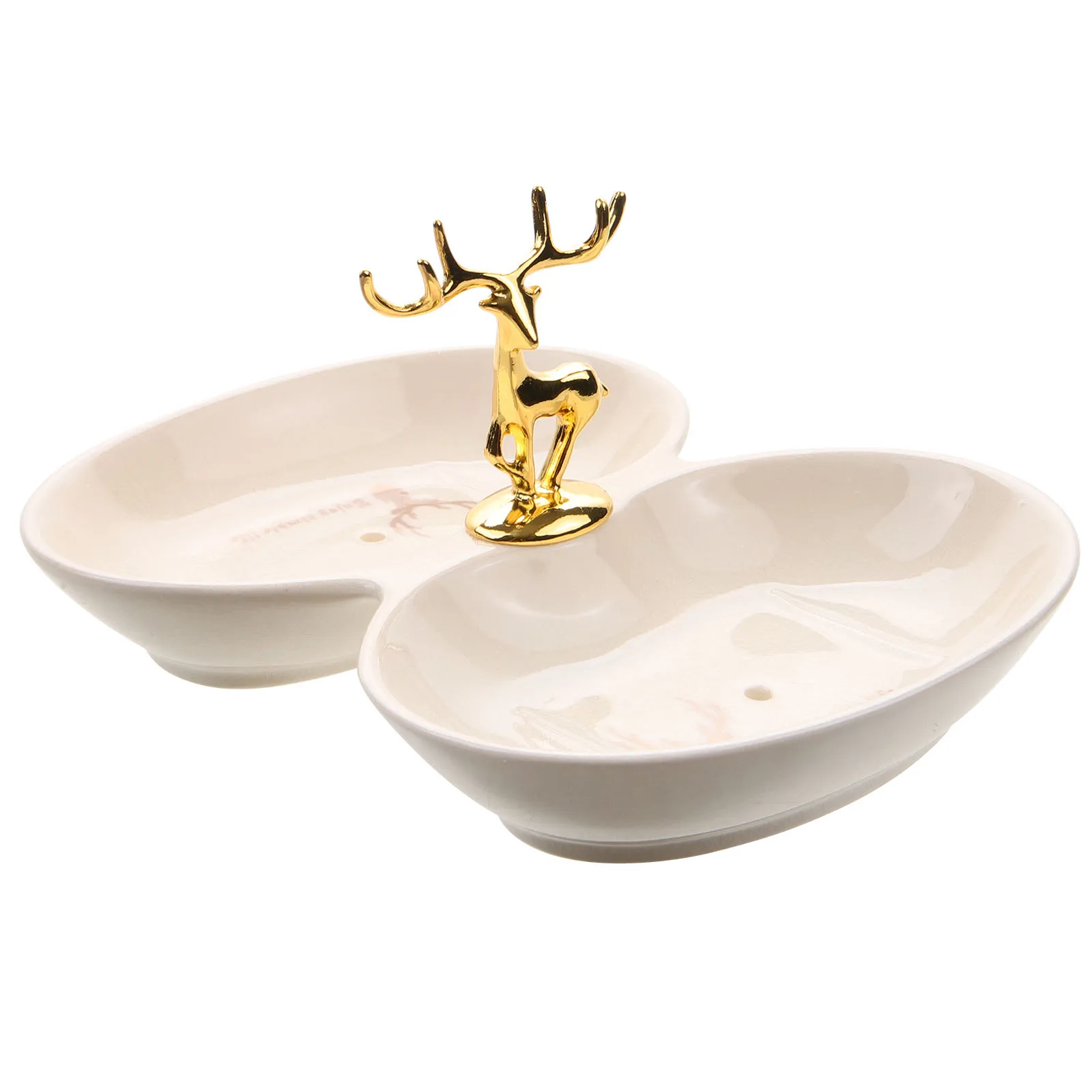 

Decorative Ceramic Soap Box with Dual Compartments for Bar Soaps and Sponges Bathroom Shower Shelf Organizer Simple Elegant