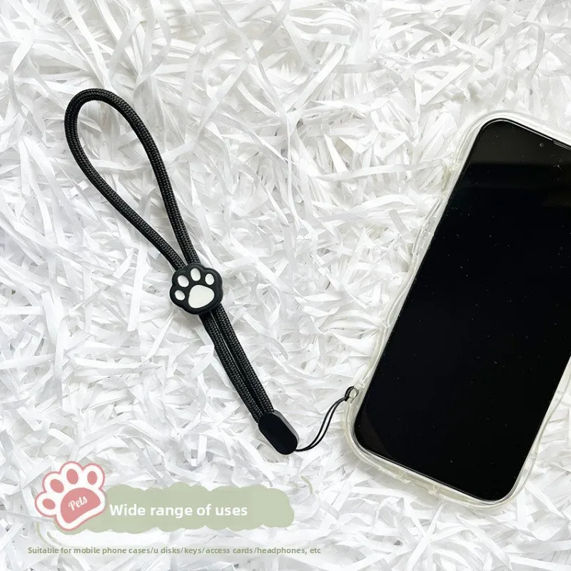 حزام قصير للهاتف على شكل مخلب قطة لطيفة، حزام معصم قابل للتعديل، قلادة USB عصرية مضادة للسقوط ومضادة للفقدان