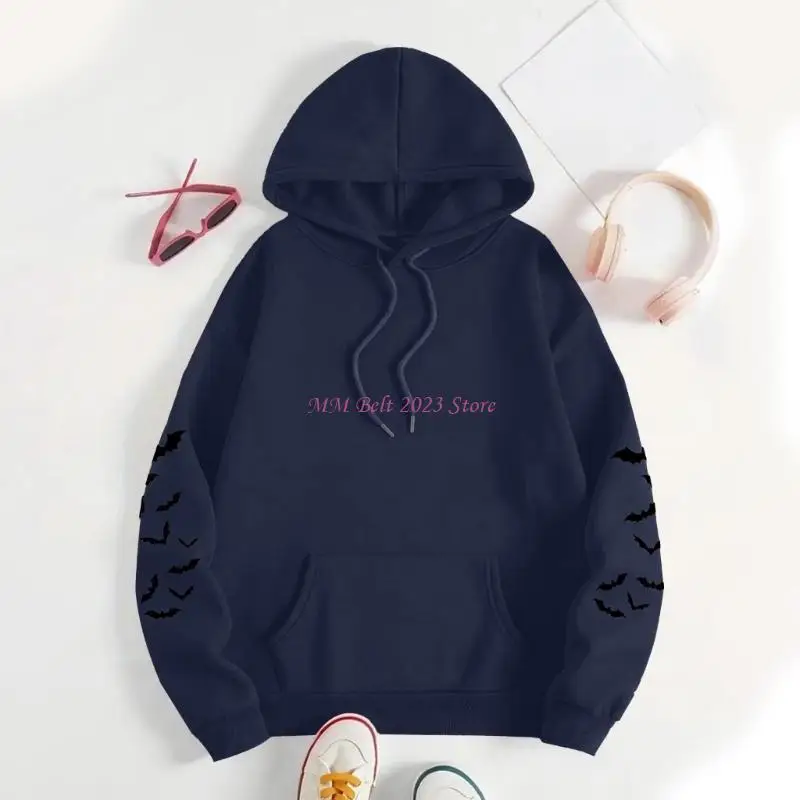 Áo nỉ 49me Halloween dành cho phụ nữ Hooded áo len quái quái đồ họa Bat đồ họa áo sơ mi đồ họa