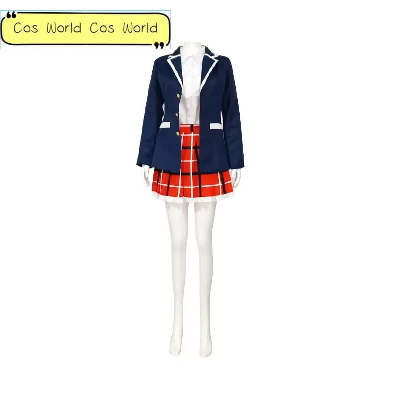 Disfraz de Cosplay de amor, Chunibyo y otros delisiones Takanashi Rikka para mujeres y niñas, abrigo azul oscuro, vestido rojo, uniforme escolar