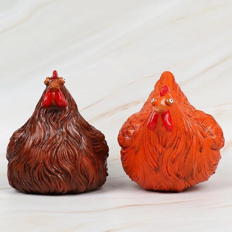 Multicolor Cartoon Chicken Figurines Resin Hen Sculpture DIY Fence Decoration Indoor Outdoor Home Garden Craft Gift
