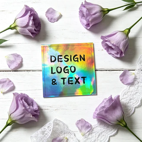 Custom Logo Design Silver Laser Holographic Reflective Stickers Personalized Brand Identification Labels