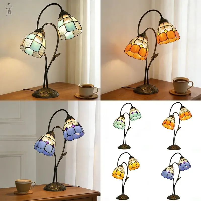 Modern dome glass LED desk lamp with warm ambient lighting, suitable for bedroom bedside reading study family use