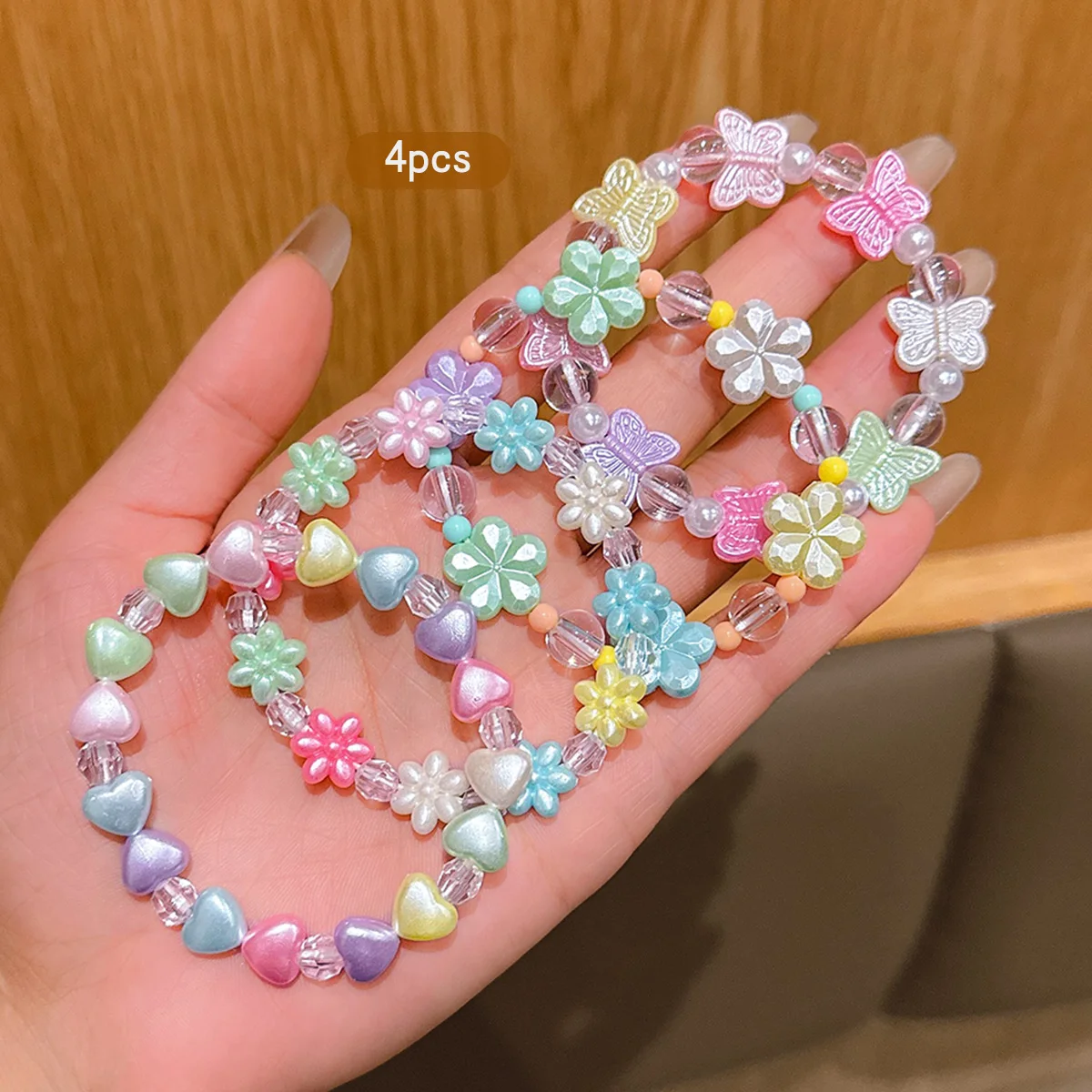 4 colorful flower butterfly bracelets for outdoor outings, paired with simple and cute outfits view 3