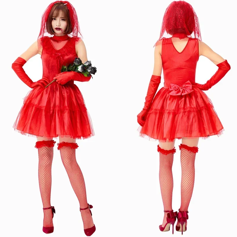 

Red Ghost Bride Costume Cosplay Women Bloody Mary Halloween Ghost Princess Dress Clothing Halloween Costume For Adult Women