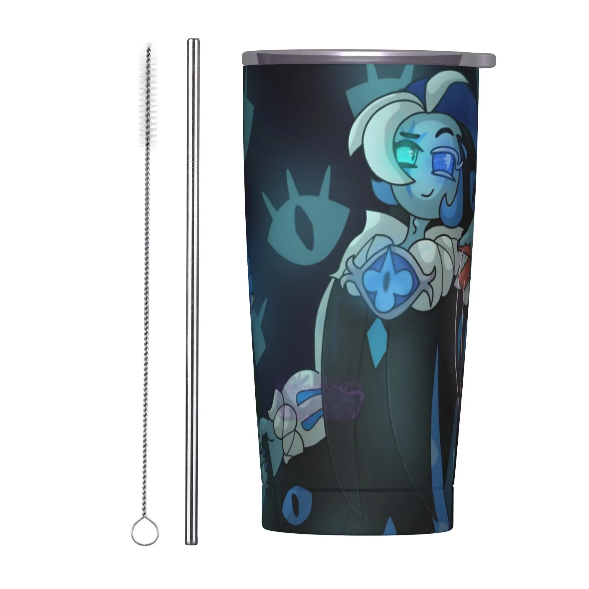 Blue Shadow Milk Cookie Run Kingdom Insulated Tumbler with Straws Lid  Vacuum Coffee Mugs Outdoor Portable  Bottle Cup, 20oz
