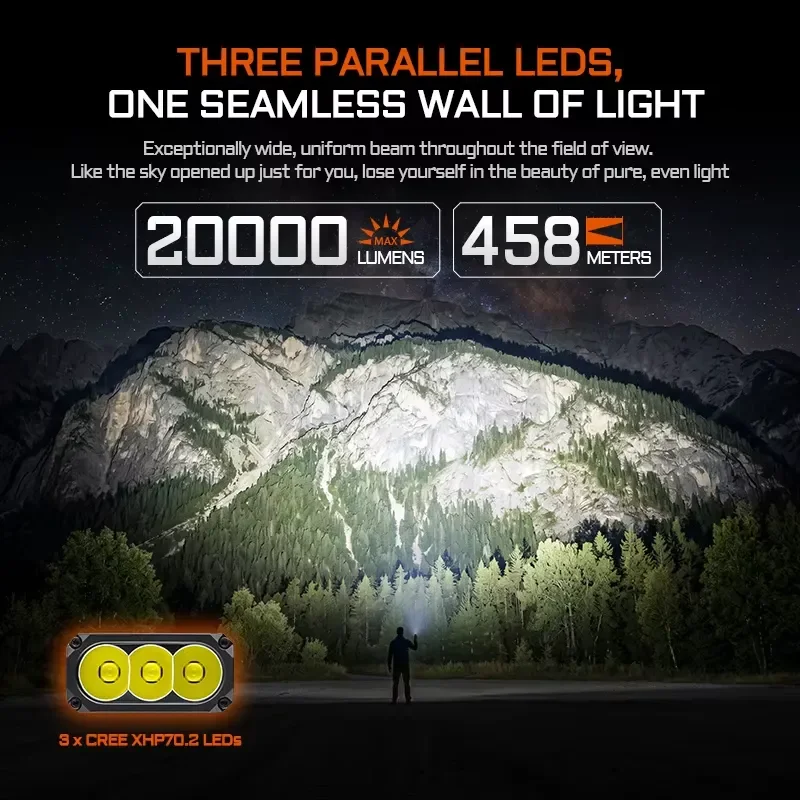 2026 hot sale for ACEBEAM X35 Searching Flashlight USB C Charging Output CREE XHP70.2 LED 20000 Lumen 458 Meters Dual-Source - view 3