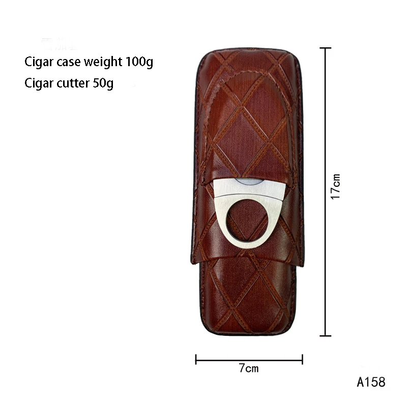 Cigar Case With Diamond Pattern Cigar Cutter, 3 Cigar Cases, Cigar Storage Bag