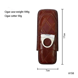 Cigar Case With Diamond Pattern Cigar Cutter, 3 Cigar Cases, Cigar Storage Bag