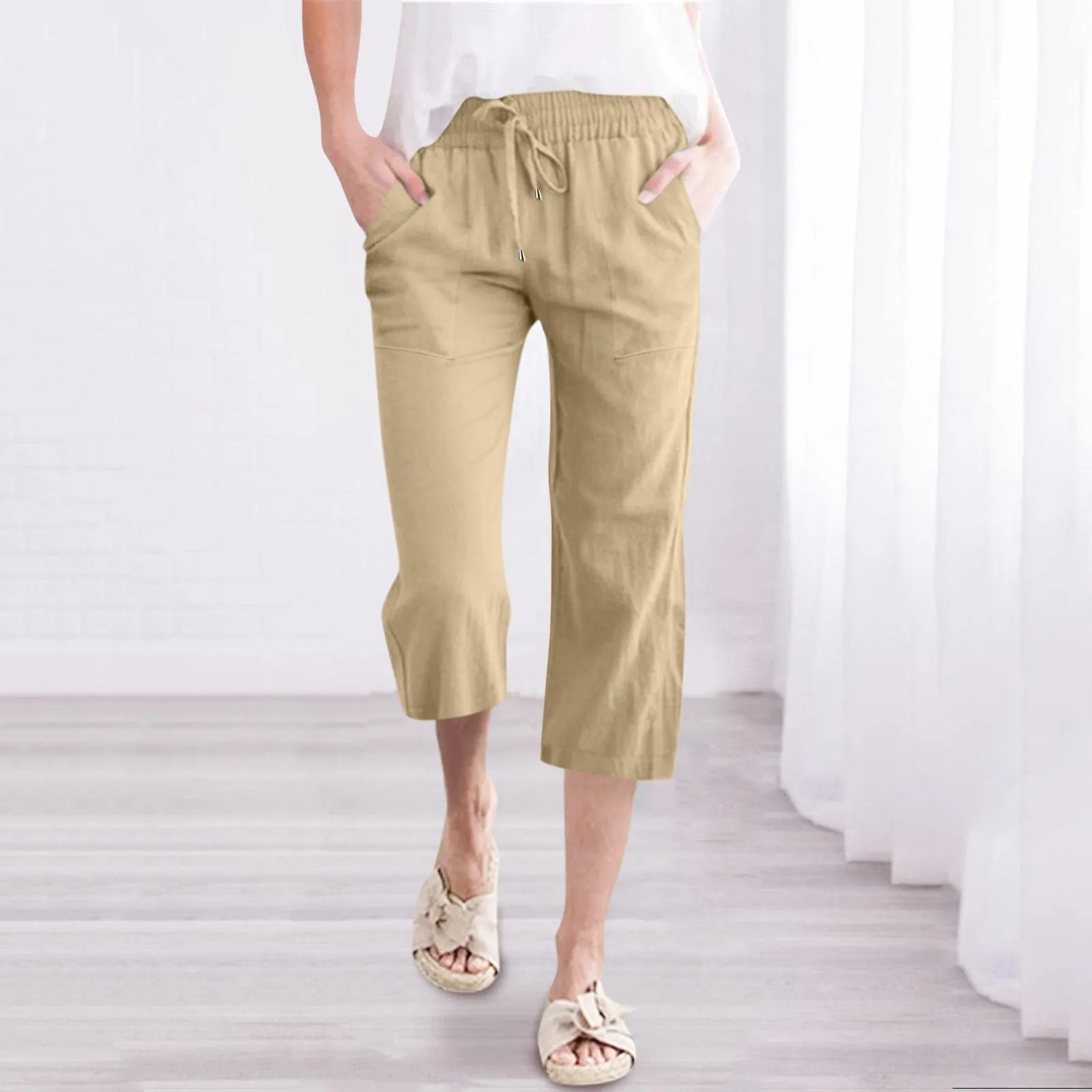 

Women High Waisted Wide Leg Pants Casual Loose Fashion Drawstring Elastic Trousers Comfy Straight Womens Business Long Pants