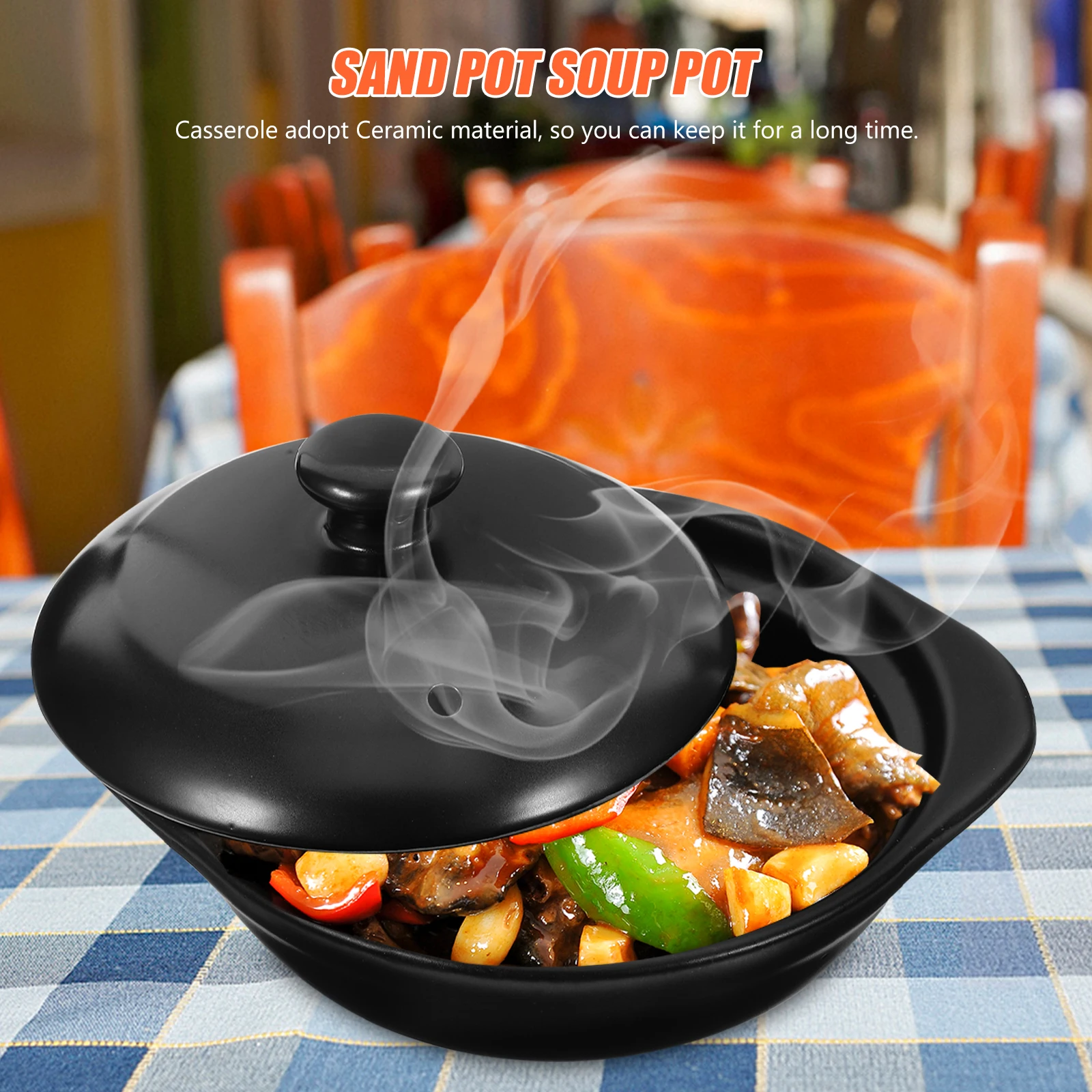 

Ceramic Casserole Thick Handle Heat Resistant Stovetop Cooking Pot for Soup Braised Chicken Ceramic Stew Pot Casserole