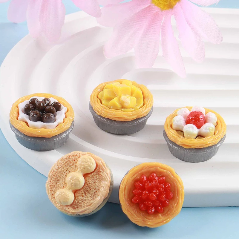 Simulation de maison de courses de tarte aux œufs, mini modèle de dessert, accessoires de décoration alimentaire, maison de poupées, 5 pièces, 1/12