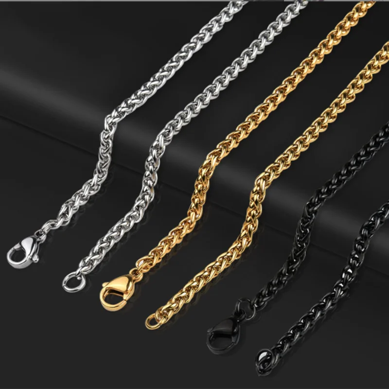 1 piece Stainless Steel Chain Necklace Width 3mm/4mm/5mm/6mm Black Color Keel Link Chain Necklace For Men Women Dropshipping