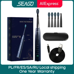 Seago – Brosse à dents électrique sonique pour adulte, rechargeable par port USB, étanche, tête de remplacement, très bonne idée cadeau, SG-575