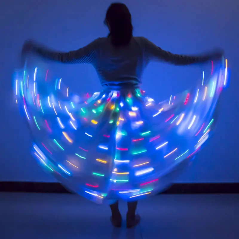 

LED Belly Dance Skirt Dance Clothes Lady Stage Performance Costumes Sexy Women Dance Dress LED Costume Dance Multicolor Skirt