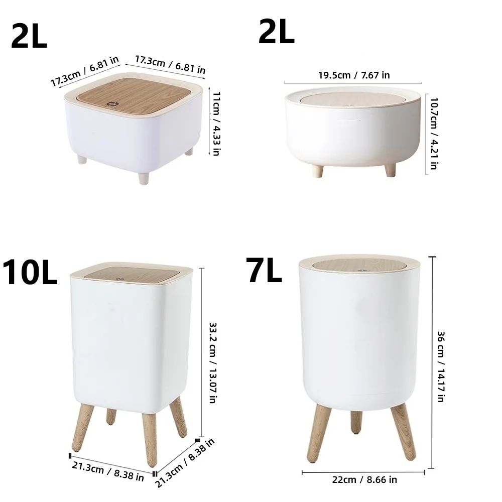 High Foot Wood Grain Trash Can Kitchen Bathroom Living Room Home Garbage Bin Storage Bucket Office Hotel Trash Can Waste Bins