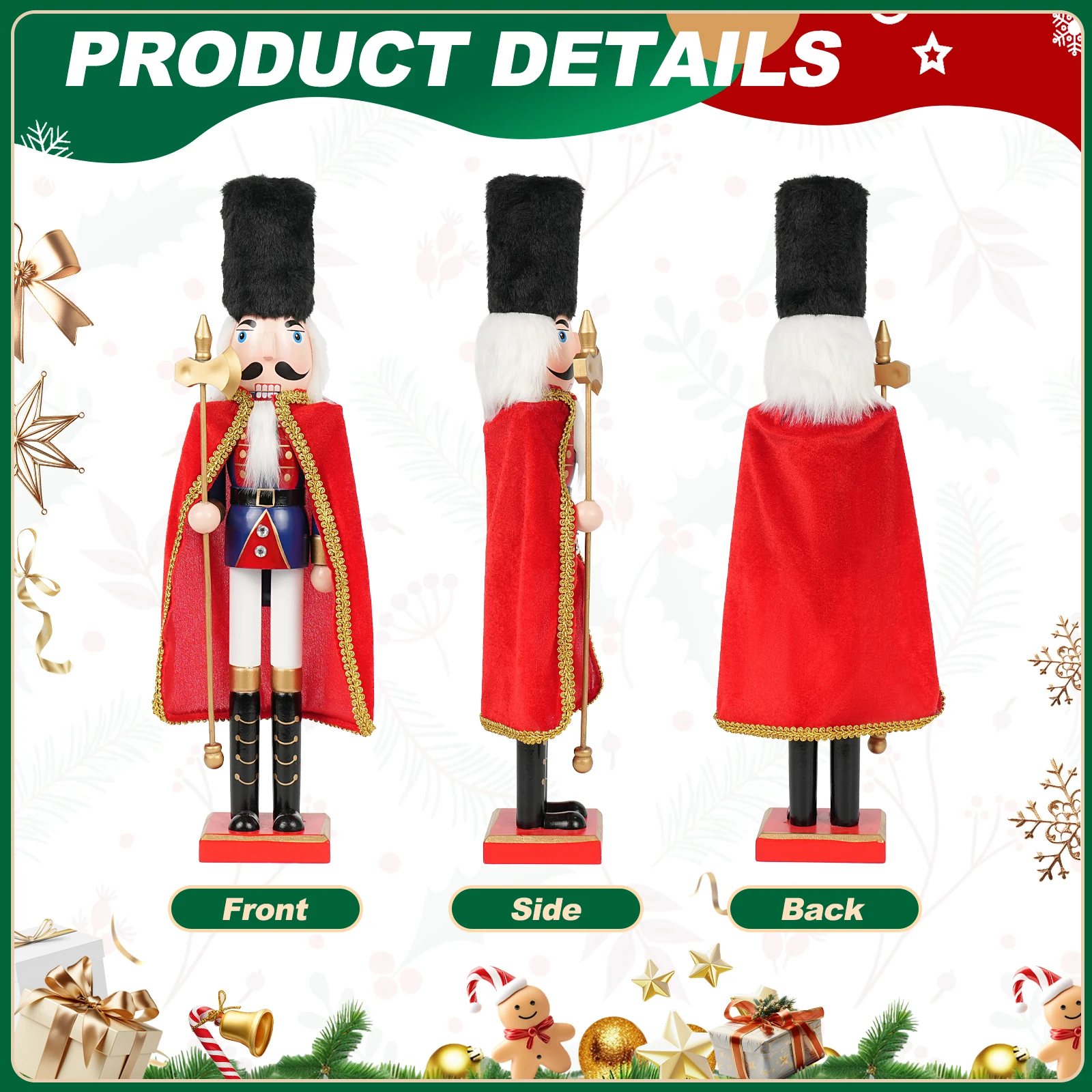 

Medium Size Tabletop Nutcracker Soldier 2025 Handcrafted Christmas Decoration, Ideal Desktop and Shelf Display