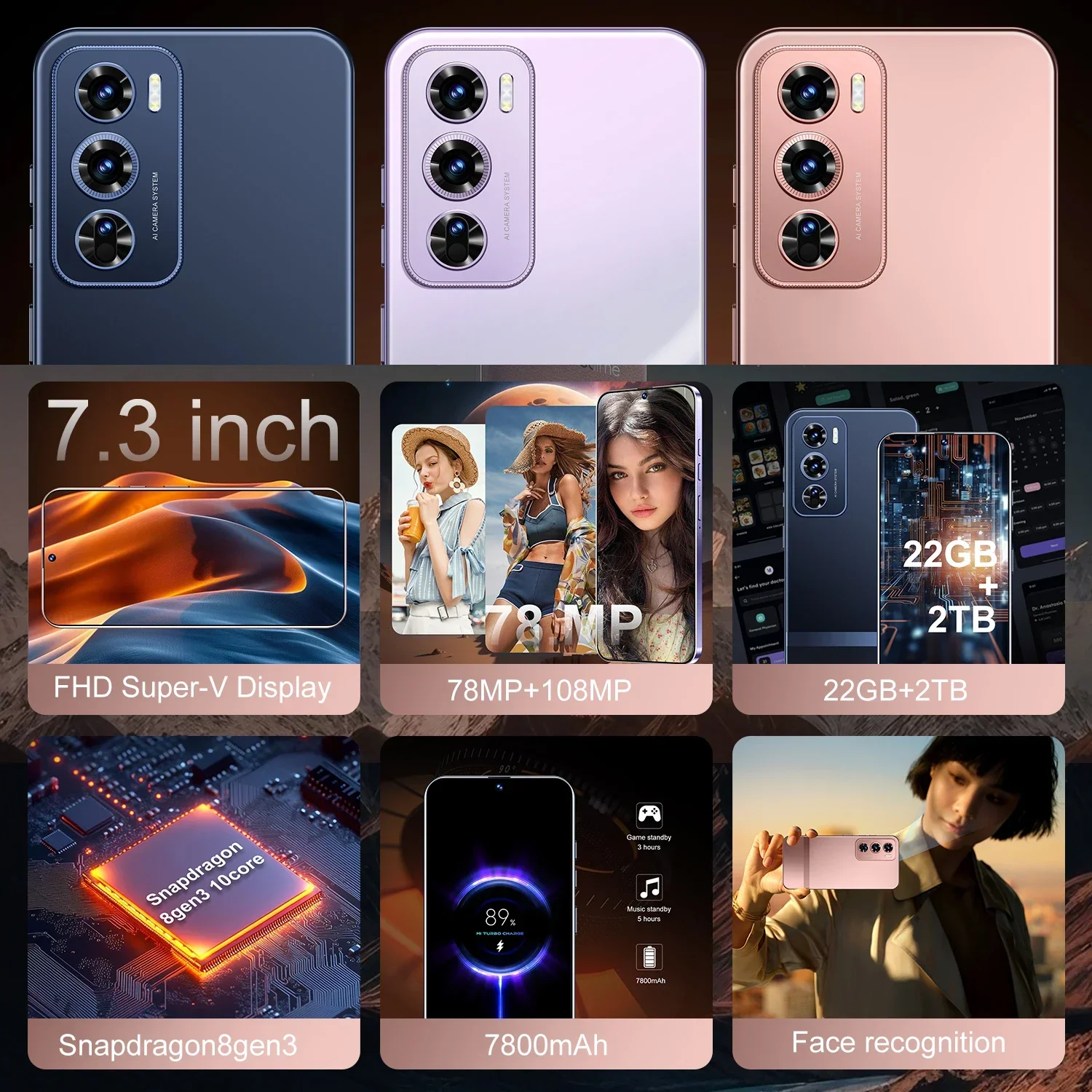 هاتف Reno12 Pro إصدار عالمي يعمل بنظام أندرويد ، هاتف محمول ، سناب دراجون 8 ، Gen3 16 GB + 1 ، 7.5 mAh ، 78 + ks ، شبكة 4G ، 5G