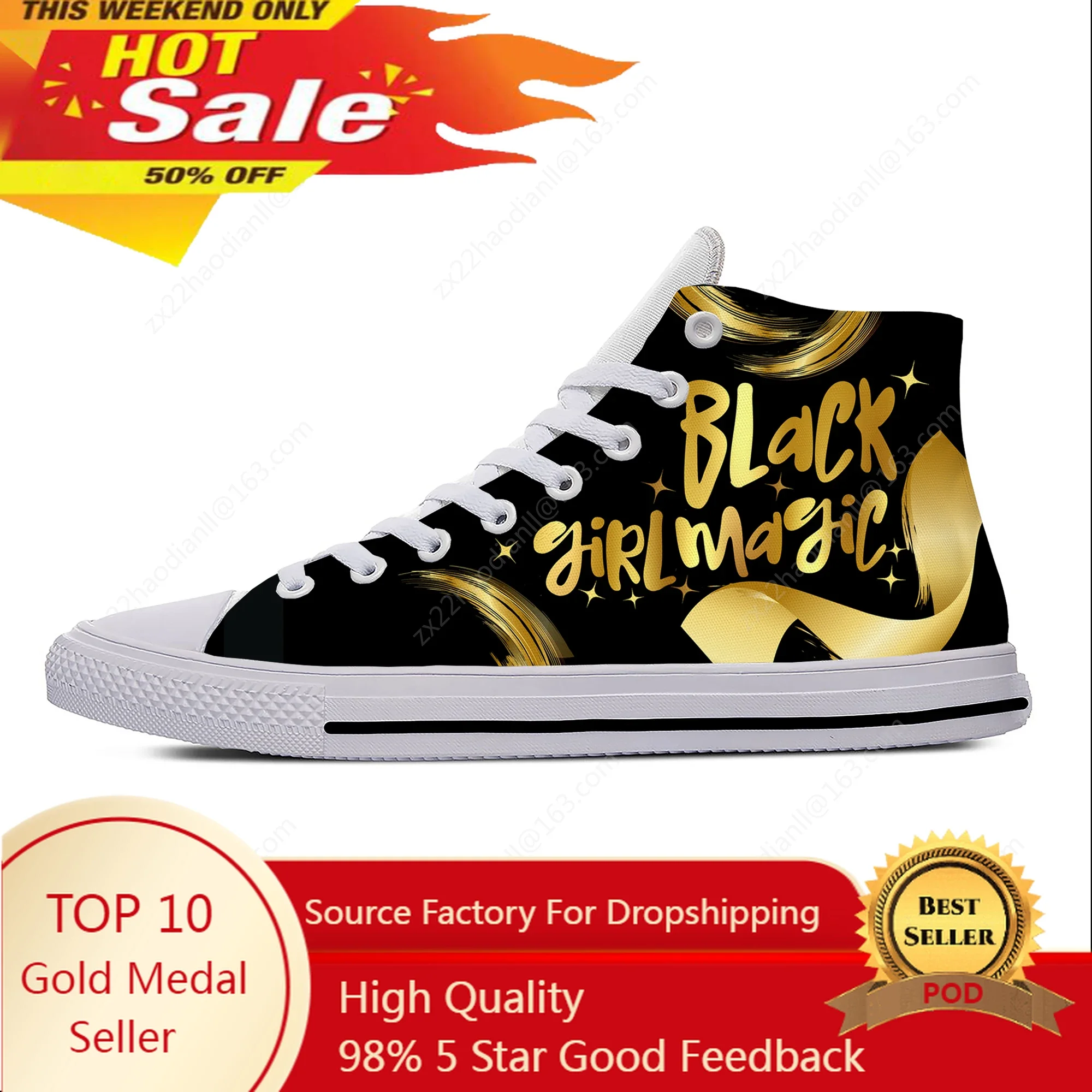 Black Girl Magic High Top Sneakers Mens Womens Teenager Casual Shoes Canvas Running Shoes Cosplay 3D Print Lightweight shoe