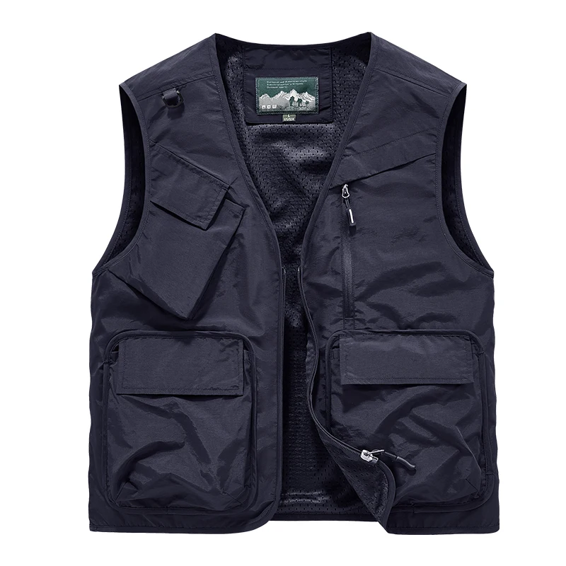 New Outdoor Vest Men's Multi-Pocket Loose-Fit Utility Casual V-Neck Slant Pocket Vest