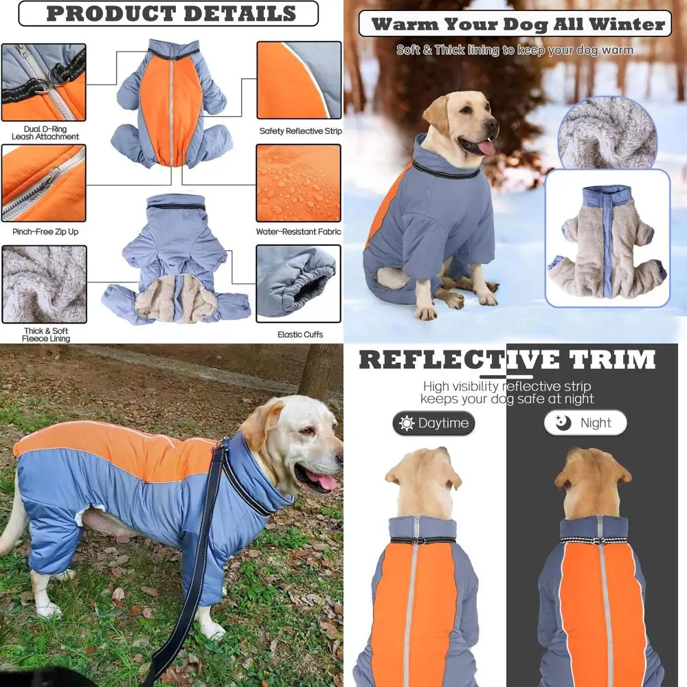 

Haze Blue 30 Size Zip-Up Reflective Outdoor Dog Coat with Lined Fleece & Leash Ring