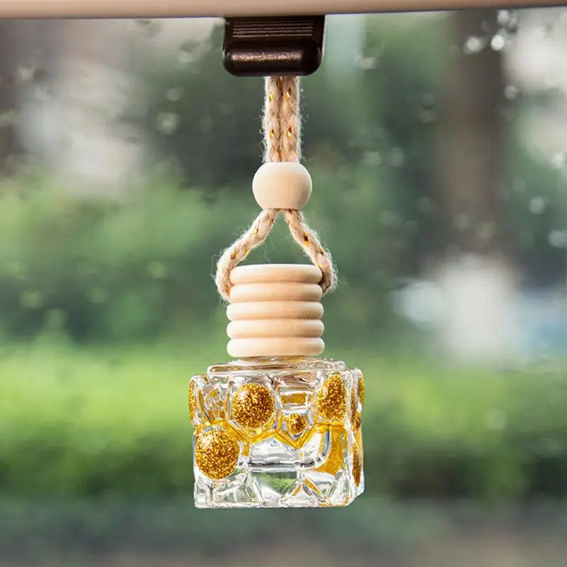 Car Air Freshener Diffuser Bottles Unique Golden Glitter Car Air Freshener Bottle Unique Auto Air Freshener Hangings Bottle