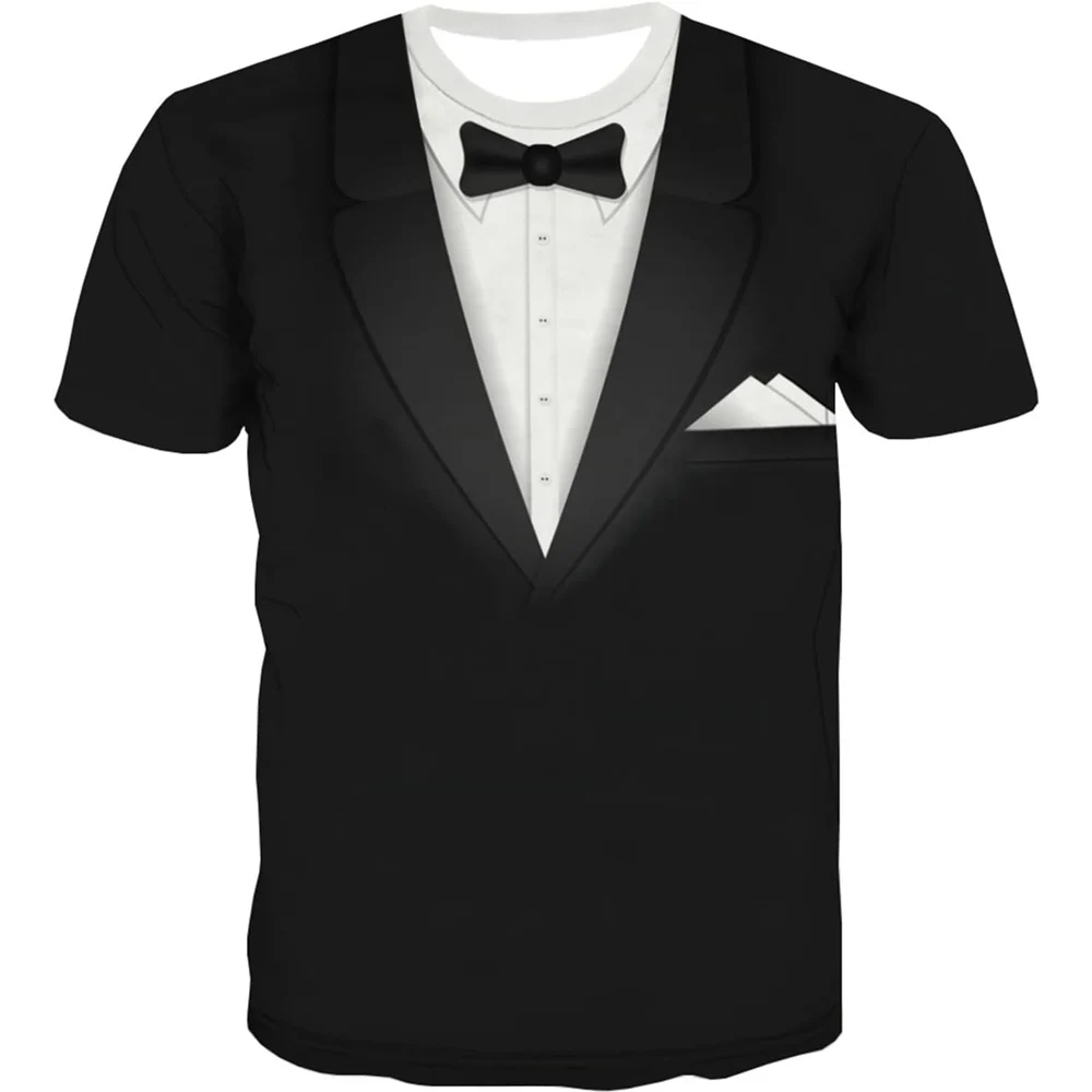 KYKU Tuxedo T-Shirts for Men Suit Tshirt Tux Costume T Shirts