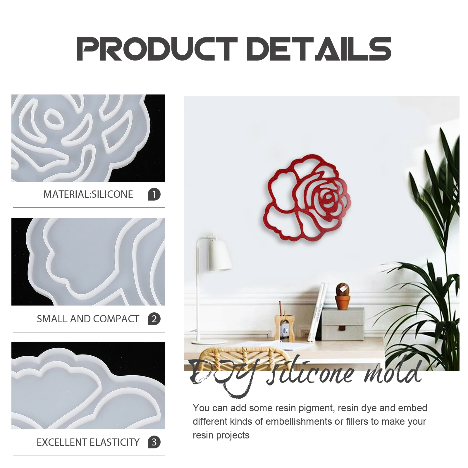 

Silicone Molds for Soap Making Rose Hanging Ornament Artificial White Silica Gel Epoxy Jewelry Craft DIY Resin Casting Mold