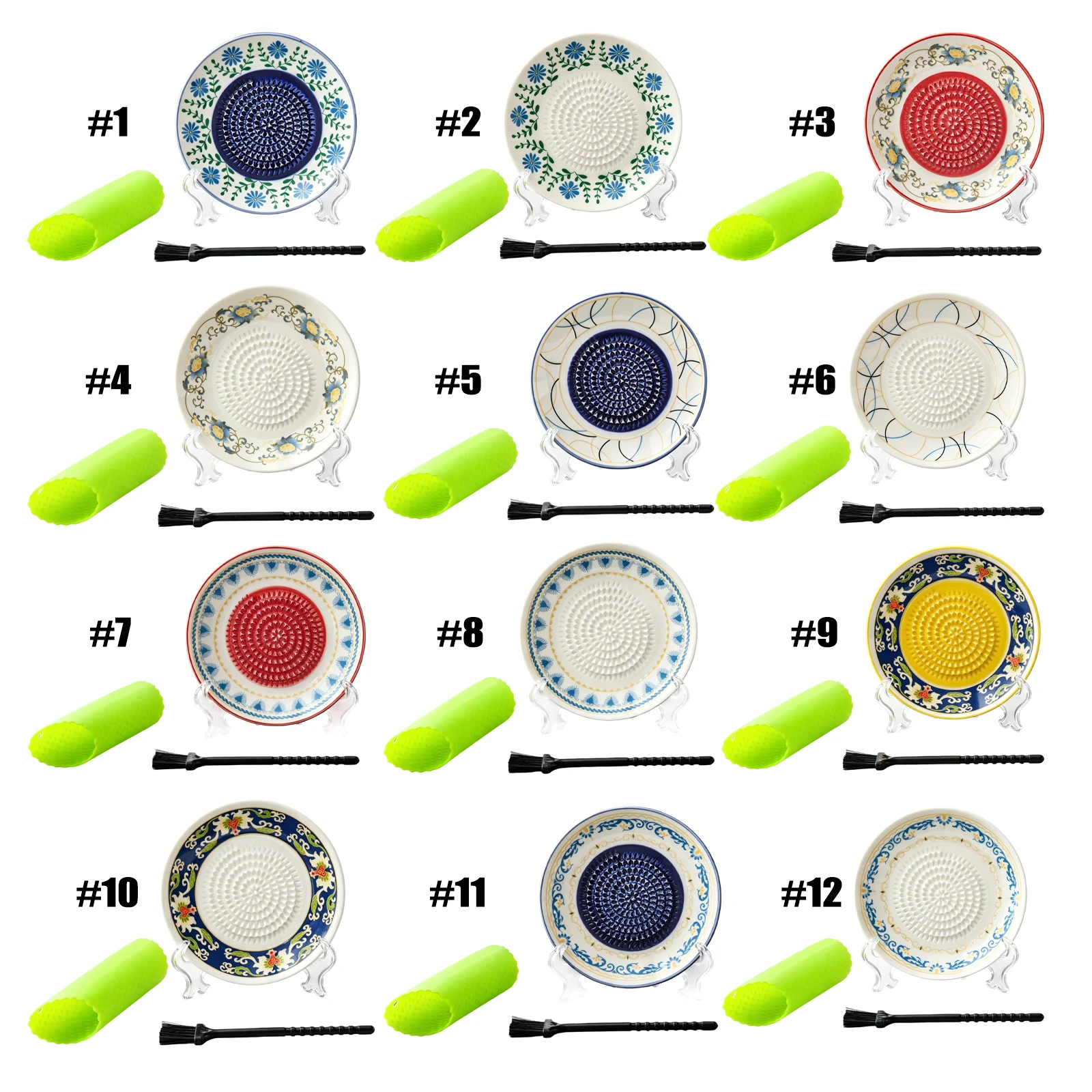 Ceramic Garlic Mincer Grater Bowl Set Manual Ginger Grinder Fruit Puree Plate Manual Fruit Grater Garlic Mincer Bowl