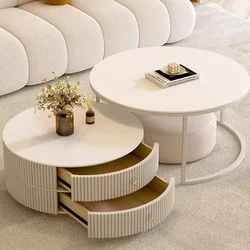 White Vanity Coffee Table Floor Makeup Elegant Design Corner Round Table Modern Liftable Funky Table De Chevet Bedroom Furniture