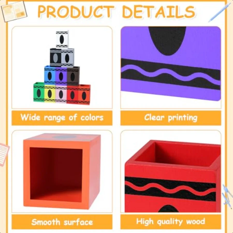 11 Pcs Pencil Dispenser for Classroom Craft ply Organizer Wooden Colored Pen Holder Crayon Dispenser for Back to School for Cla