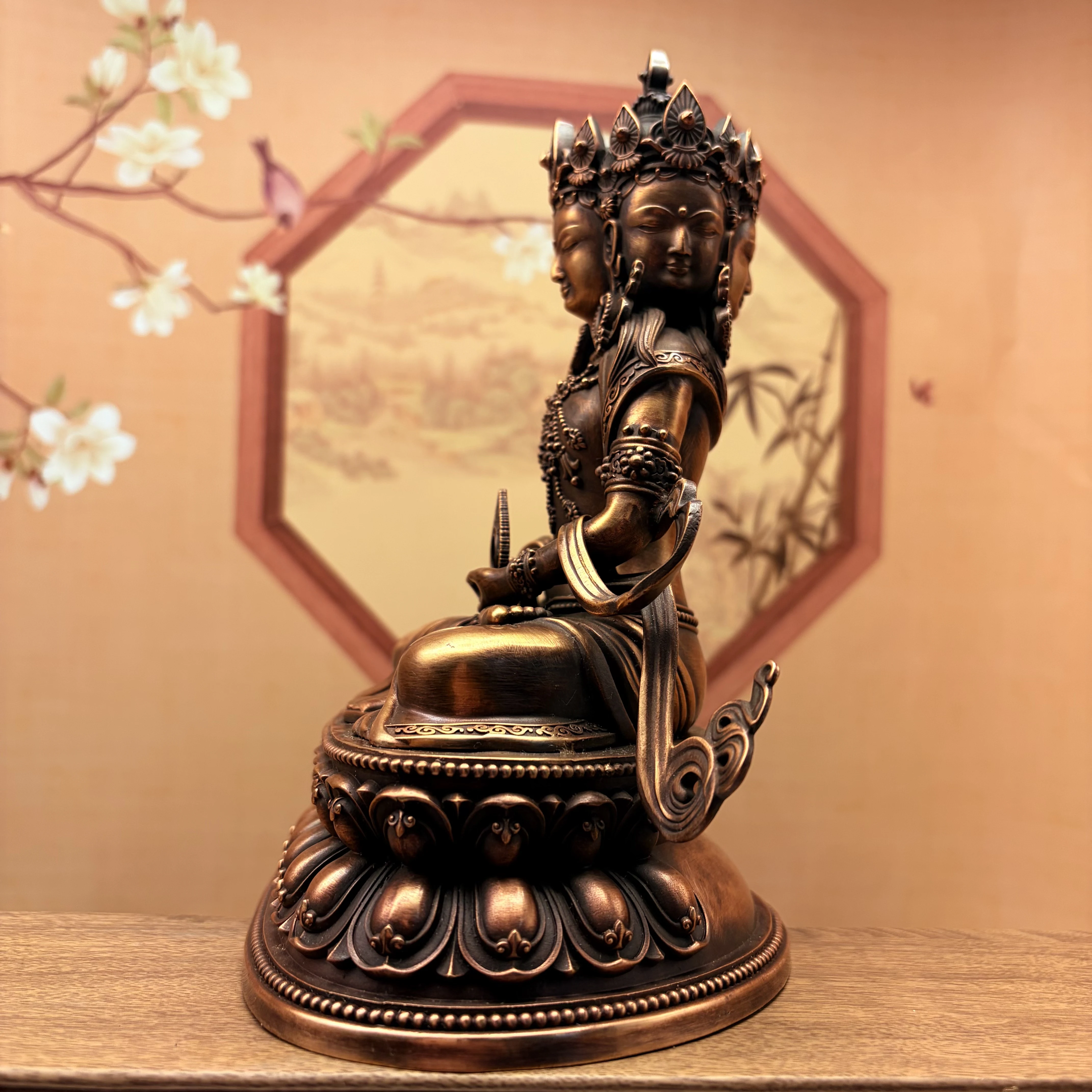 Tibetan Antique Copper Vairocana Buddha Statue 20cm Home Altar Blessing Enlightenment