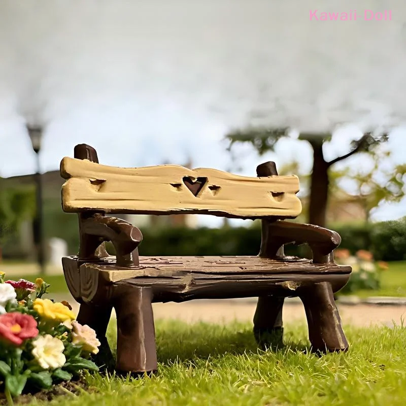 [DO]2Pcs 1/12 Dollhouse Miniature Furniture Mini Park Chair Bench Fairy Garden Ornament Micro Landscape Decor DIY Craft[DO]