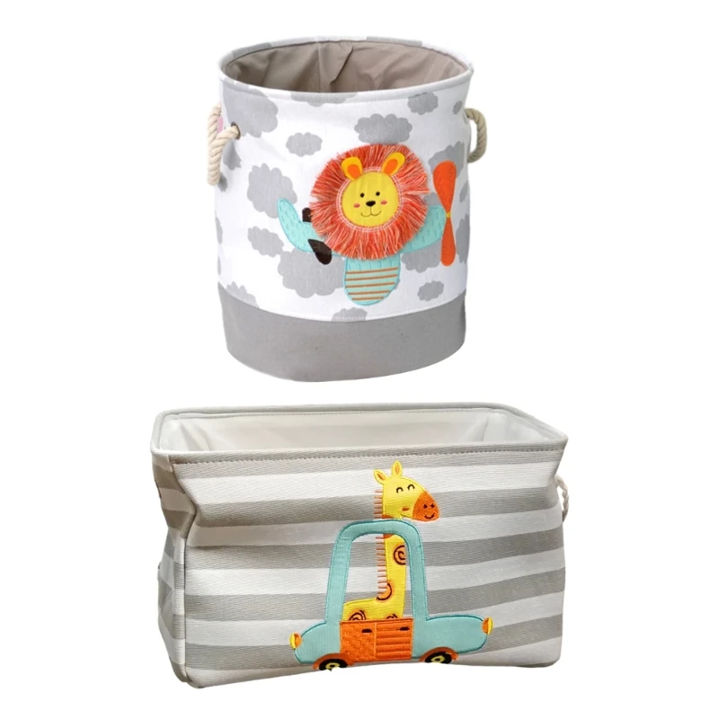 Lions Bucket Giraffe Basket Giỏ lưu trữ Canvas Giỏ lưu trữ Xô lưu trữ có tay cầm